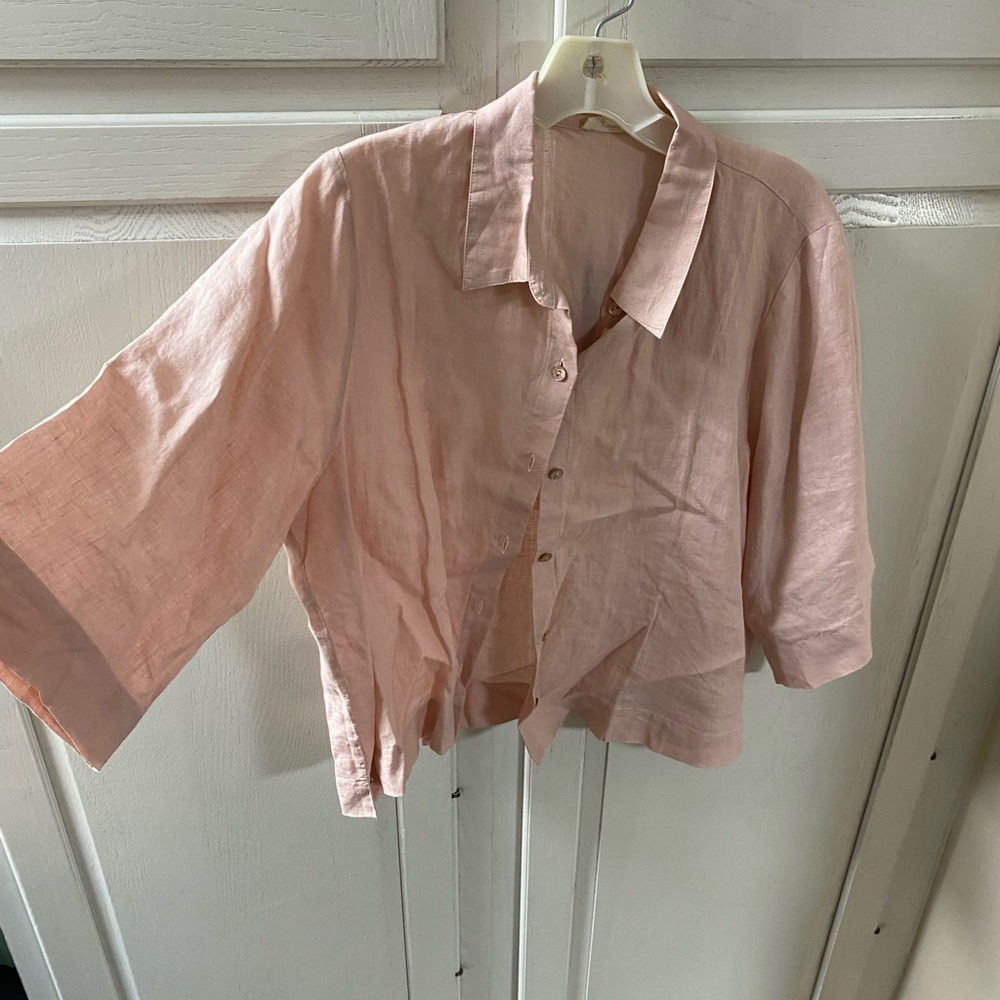 Eileen Fisher pink button down too